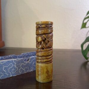 Vintage Chinese Hand-carved Jade Wax Seal